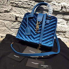 2015 New Saint Laurent Bag Cheap Sale- YSL 30CM Cabas Monogram Saint Laurent in Blue Velet